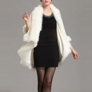 New Womens Faux Fox Fur Winter Warm Shawl Poncho Cape Cardigan Cloak Wrap Coat